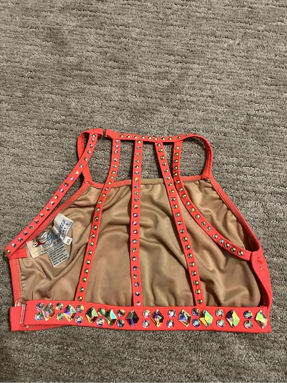 Glamour Coral Dance Two-Piece Costume with stones and arm bands